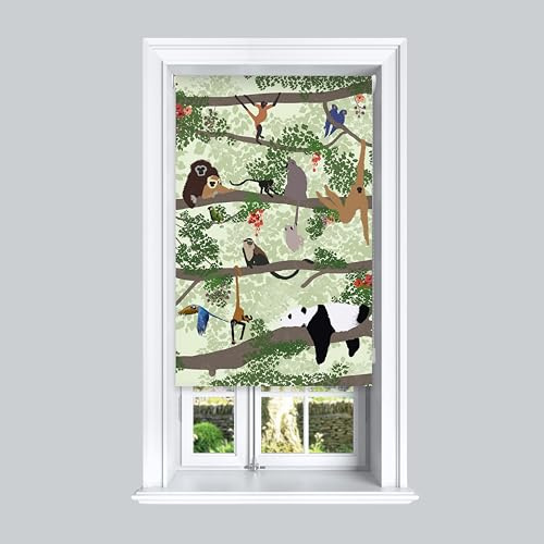 Lister Cartwright Asian Rainforest Animal Blackout Roller Blind Child Safety Cut To Size Fitting (90 cm Width x 140 cm Drop)