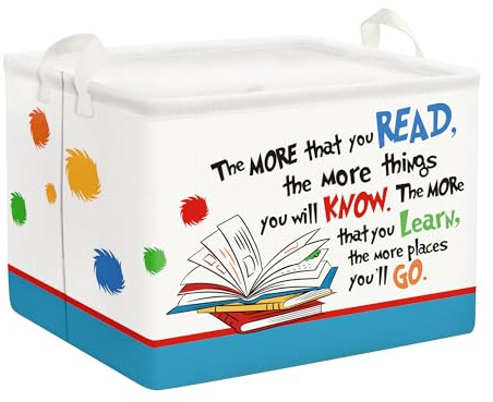 Clastyle Study Baby Laundry Hamper Collapsible Clothes Kids Storage Basket Waterproof Boy Girls Toy Box for Nursery Room, Book, 40 * 30 * 30 cm