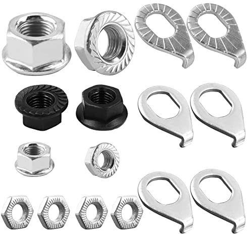 DNGH Tuerca Hexagonal de Brida Arandela Seguridad Rueda Bicicleta Inoxidable Tuercas para Arandela Eje Bici M8 M9.5 M10