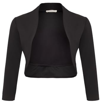DANAEST - Boléro pour femme à manches 3/4, couvre-épaules courtes, élégant, adapté pour les fêtes (708), Noir , XXL Corto