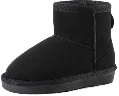 DREAM PAIRS Bottes Enfant, Bottines Hiver Chaudes avec Doublure en Fausse Fourrure, Antidérapantes et Confortables pour Filles et Garçons,Size 32,Noir,KSB214-1