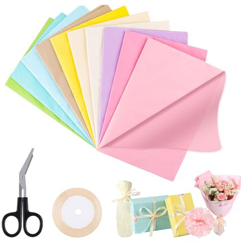 lahnao 100 Blatt Seidenpapier 50x70 cm, Seidenpapier Verpackungsmaterial, Seidenpapier Bunt, Seidenpapier zum Verpacken für Geburtstag, Hochzeit, Weihnachten (10 Farben)