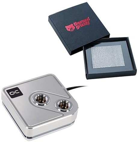 Alphacool Core 1 Aurora CPU Water Block with Thermal Grizzly KryoSheet (33x33mm) for AMD AM5 CPU Bundle, Silver