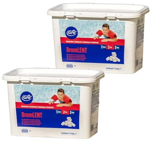 Bromo Lento disinfettante per la Pulizia delle Piscine da 2 kg (2x1 kg), pastiglie da 20 g