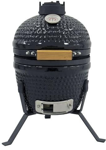 Azuma 13'' Ceramic Kamado I Mini Kamado BBQ Charcoal Grill, Egg BBQ, Barbecue Grill I Portable Oven and Smoker with Stand I Barbecue Grill - Black Smoker Oven I Grill Outdoor I Smoking & Baking
