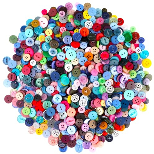 1000 Piezas Botones Decorativos, Botones para Coser, Botones de Colores para Manualidades, Pintura, Regalo, Decoración