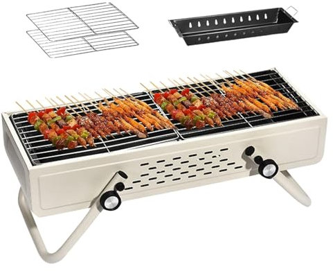 Barbacoa de camping plegable, barbacoa de carbón vegetal – Barbacoa de camping sin humo – Barbacoa de camping portátil, barbacoa de acero inoxidable, barbacoa de carbón vegetal para camping,