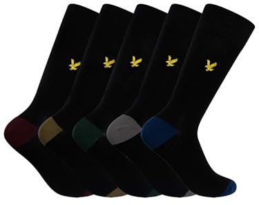 Lyle & Scott Herren 5Er-Pack Graham Premium-Socken, Black, One Size