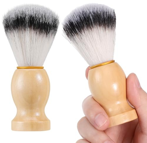 KALLORY 2-Pack Men S Shaving Brush with Soft Synthetic Bristles and Wooden Handle Handcrafted Salon Tool for Beard Cleaning and Shaving Soap Application 4.05X1.22X1.22 Inches