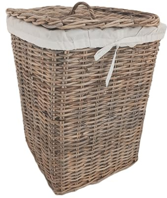 cesto vimini porta biancheria cm 45x45x59 H intreccio in giunco molto robusto quadrato