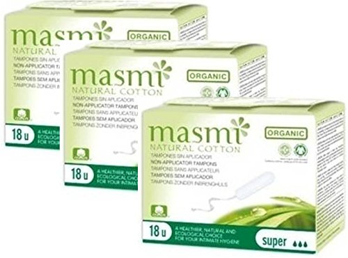 Masmi Ekologiska tamponger 3-pack av certifierad ekologisk bomull – super