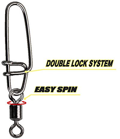Gamakatsu Hyper S-Snap with H-Swivel - 4 Angelwirbel mit Einhänger zum Spinnangeln, Hechtwirbel zum Spinnfischen, Snaps, Größe/Tragkraft:Gr. 5 / 98kg