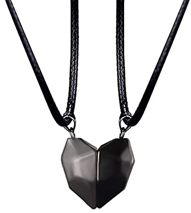 VGWON Valentines Gifts for Him/Her Couples Necklaces for Men Women, Two Souls One Heart Pendant Necklaces for Boyfriend Girlfriend Husband Wife, Magnet Couples Necklace Gift for Him and Her