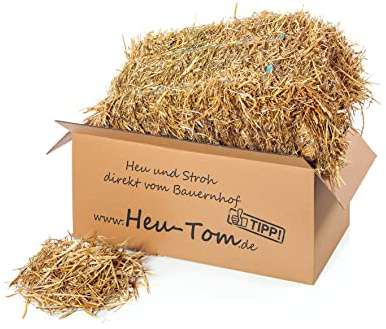 Heu-Tom ® 15kg frisches Weizenstroh Strohballen direkt ab Hof Einstreu Futter Fuer Meerschweinchen Hasen Kaninchen Hamster Pferd