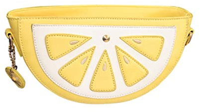 VALICLUD Lustige Fruchtform Umhängetasche für Frauen Mädchen PU Leder Kette Tasche Kleine Crossbody Taschen Niedliche Cartoon Form Taschen Zitrone Geldbörsen