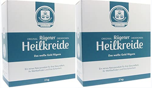 Merasan Original Rügener Dreikronen Heilkreide Pulver 2x2 kg – Basische Schlämmkreide Kreidepulver für die Pflege – Vegan