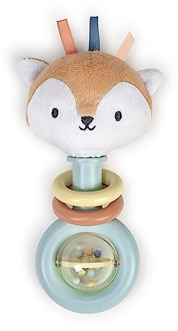 Ingenuity - Anillo Sonajero para Bebés, Kitt, con Materiales de Origen Vegetal sin BPA, Cabeza de Peluche del Zorrito Kitt