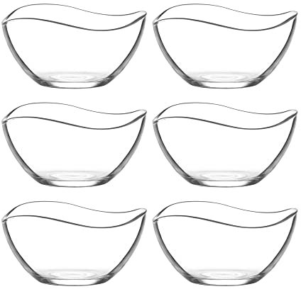 CLEARFEE 6-teiliges Glasschalen Set 215 ml aus hochwerigem Glas Dessertschalen Glasschüssel Salatschüssel Glas Schälchen Set Schale Schale Deko Schale Bowl