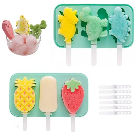 MARUKO Lot de 2 Moules à Glace en Silicone sans BPA pour les Enfants et les Adultes, DIY Moule Glace à l'eau Réutilisables pour la Crème Glacée (Vert)