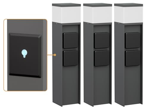 ledscom.de 3 pcs luz de camino/luz de bolardo PODEL para exteriores, IP44, Smart Home, WLAN, Alexa, 39 cm, antracita, 1x G9 máx. 10W, 2 enchufes
