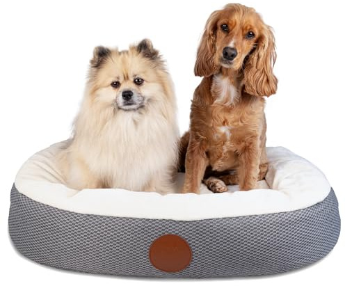 Elite Paws® UK: Luxury Orthopaedic Style Dog Bed - Machine Washable Zip-Off Fleece Cover, Dual-Layer Foam Base with Plush Cushion Top, Bolstered Sides for Head, Neck & Joint Support (Cream, S)