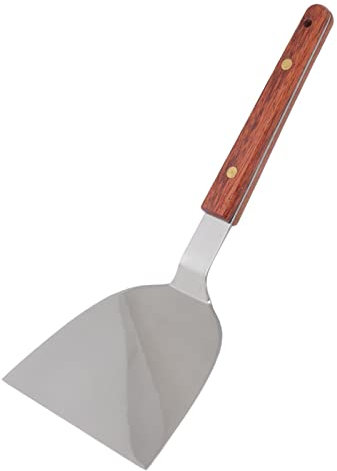 Espátula para Barbacoa de Acero Inoxidable con de Madera, Espátula para Pizza, Cabeza Flexible, para Filete, Pescado, Bola de Masa, Huevo, Amplia Aplicación (105MM)