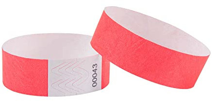 L LIKED 100 unidades de bandas de entrada para eventos, pulseras de papel impermeables para fiestas, bandas de control para eventos, festivales y conciertos (rojo)