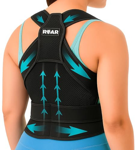 Roar® Corrector de postura de espalda, rectificador, ayuda a mantener la espalda recta, mejora la postura de cuello y hombros (L)