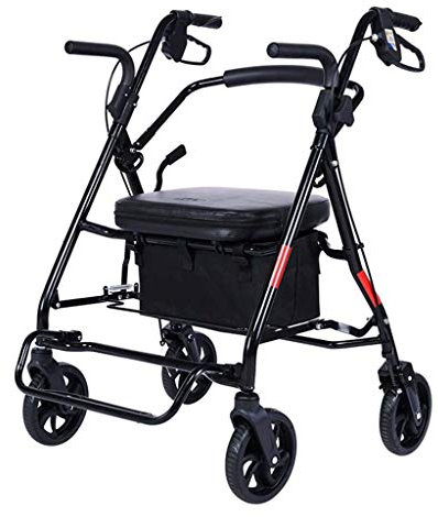 JKJZSALJ Rollator Pieghevole Rollator Walkers Rollator Walker Carrello Leggero Pieghevole in Acciaio A 3 Marce Regolabile in Altezza con Sedile E Ruote, per Anziani E Adulti