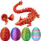 Uovo di Drago Stampato 3D, Giocattolo di Drago Sorpresa, con giocattolo di drago articolato all'interno, figura realistica di drago di cristallo, per Pasqua, Halloween, Natale, compleanno, Rosso