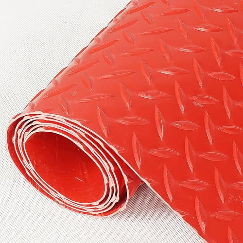 FVTVHEV Tappeto Gomma Antiscivolo Tappeto Rivestimento Pavimento Gommato PVC 1,5 mm di Spessore Antivibrazioni e Isolamento Acustico Tappetino Antiscivolo Adatto per Uso Interno/Esterno(Rosso,0.8x2m)