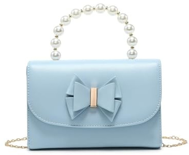 JFY Pearl Top Handle Tie Pu Clutch Bag