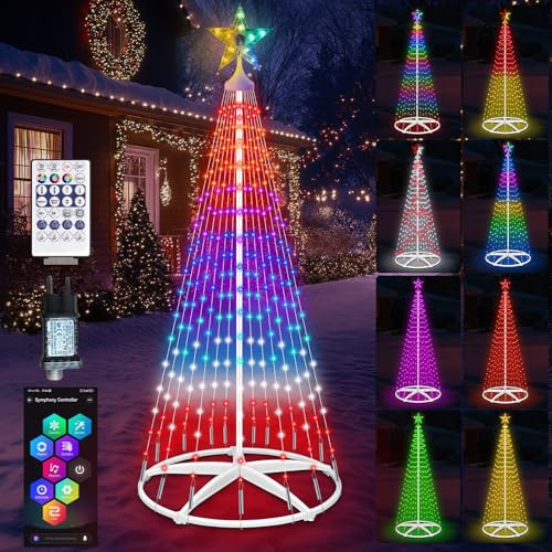 310 LED-julgran, RGB-gran, ljusträd, juldekoration med timer, ljusstyrka, musikläge, fjärrkontroll/app, gör-det-själv-ljusslinga, julgran för trädgård, balkong, juldekoration
