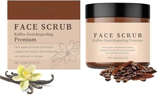 Vanilla Coffee Face Scrub Moisturizing and Exfoliating Facial Scrub Exfoliator for Body, Face, Hand, exfoliating face wash Fights Stretch Marks, Fine Lines, Wrinkles, Soft, Smooth Skin