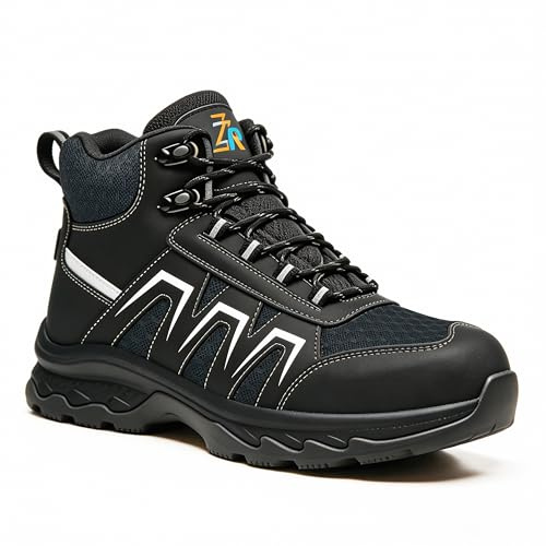 ZZR S1P Safety Boots Men Women Work Boot ESD Static Dissipative Non Slip | Wide Fit Steel Toe Cap Boot Lightweight Safety Shoes Trainers Breathable Construction Industry Electronics Textile