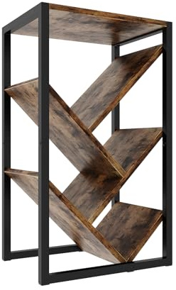 Warmiehomy Book Shelf Tree 5 Tier Display Shelf Bookcase Wood Tree Bookshelf with Top Floor Freestanding Book Rack Bookcase Corner Shelf Unit Display Rack Living Room Home Office 38x28x65cm (Brown)