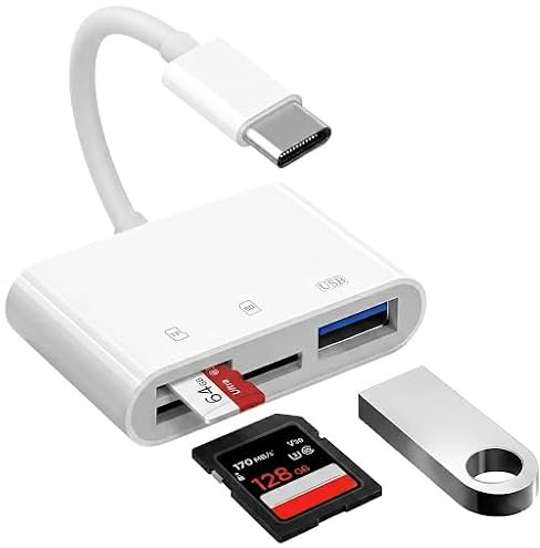 USB C SD Card Reader for iPhone with USB, 3 in 1 USB C to SD Card Reader with SD/Micro SD/USB3.0,Camera Memory Card Reader Adapter for iPhone 17/16/15/14/13, iPad, MacBook, Samsung, Plug & Play