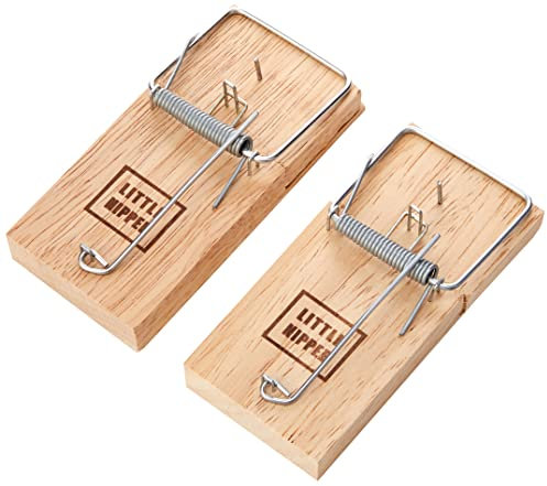 Pest-Stop Little Nipper Mouse Trap | Wooden Traps for Indoors | Durable Reusable Snap Traps | Mice Trap for Rodent Control - Mousetraps for Home and Office - Pack of 2