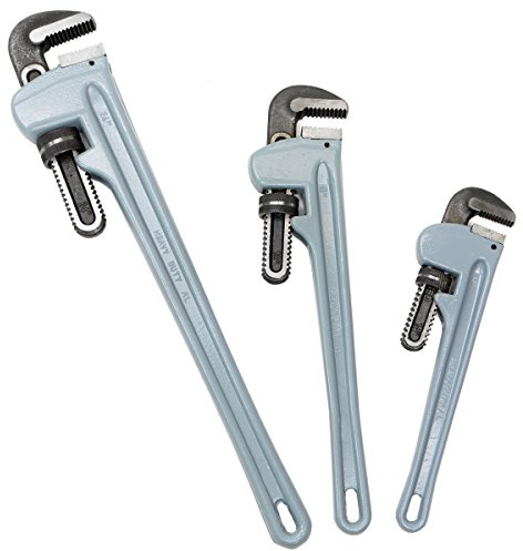 Stark USA 3PCS Aluminum Pipe Wrench Adjustable Jaw Plumbing Pipe Wrench (14 18 24 inch) Construction & Mechanics Wrench Set, 3-Pieces Set Straight Handle Plumbing Wrenches Adjustable
