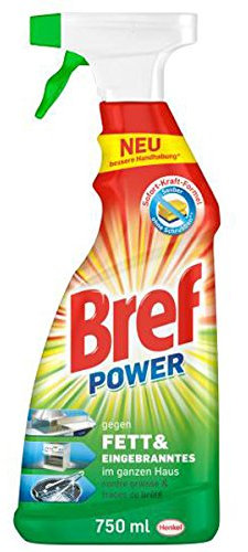 Bref Power gegen Fett und Eingebranntes, Fettlöser, (4er Pack 4 x 750 ml) Sprühflasche, für Küche, Kamin und Ofen