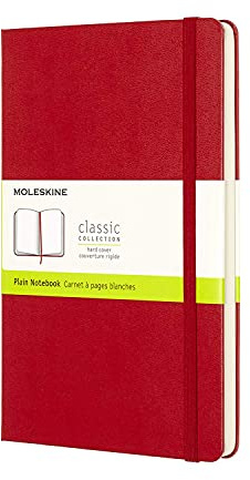 Moleskine Classic Plain Paper Notebook, Hard Cover and Elastic Closure Journal, Color Scarlet Red, Size Large 13 x 21 cm, 240 Pages