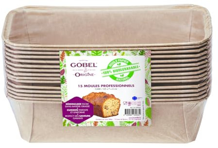 GOBEL - Packung mit 15 professionellen Backformen Cake - Einwegbackformen aus Naturpapier 100 % biologisch abbaubar - geeignet für Backofen, Kühlschrank, Gefrierschrank - leichte Entnahme aus der Form.
