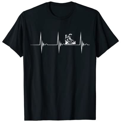 Eishockey Schlittschuhe Herzschlag EKG Puls Hockey Spielen T-Shirt
