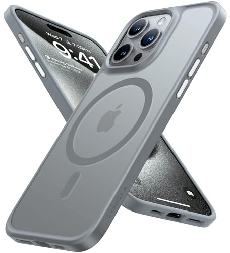 TORRAS für iPhone 15 Pro Max Hülle für Magsafe (TOP Militärschutz & Magnetkraft) Extrem Haltbarkeit Hülle iPhone 15 Pro Max Case Stoßfest Samtige Touch Dünn Handyhülle Matte Grau, Guardian-Mag