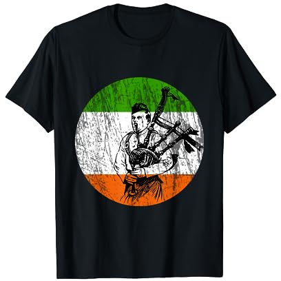 Cornemuse vintage avec drapeau irlandais T-Shirt