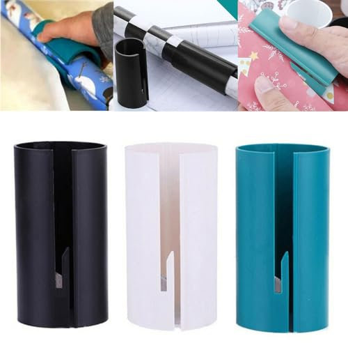 PUZAME 3 Pack Wrapping Paper Cutter, Birthday Wrapping Paper Cutter, Simple Fast and Safe Kraft Paper Roll Slitter Cutter, Finger Safety Cutter, Easy to Cut Wrapping Paper Cutter Tools