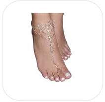 1Pair Summer Beach Water Drop Anklet Rhinestone Toe Ring Foot Chain Bridal Crystal Barefoot Anklet Sandal High Heels Accessories for Women (Gold)