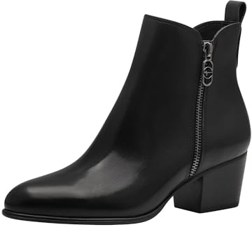 Tamaris Botines de Tacón para Mujer, Cómodos, Negro Liso, 39 EU