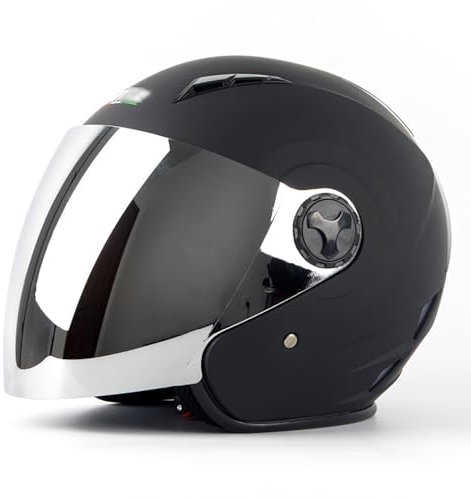 Retro-Motorrad-Halbschalenhelm ECE-geprüfter Vintage-Jethelm für Männer und Frauen Sonnenschutzhelm mit Sonnenblende Helm für Kinder Jugendliche, Männer und Frauen