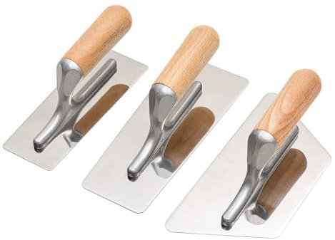 Oladfiop Polished Stainless Steel Venetian Plaster Trowel Set 3 PC Paint Plastering Finishing Hand Tools
